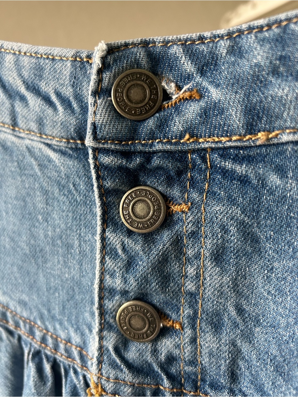 Free People Medium Wash Maxi-Tiered Denim Skirt - Picture 3 of 4